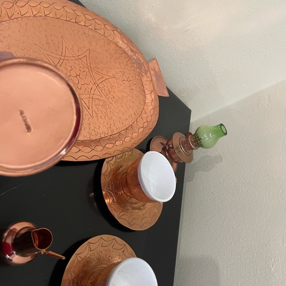 Antique Handmade Miniature Coffee Set with Green Accent ( made in Albania) - Picture 7 of 12